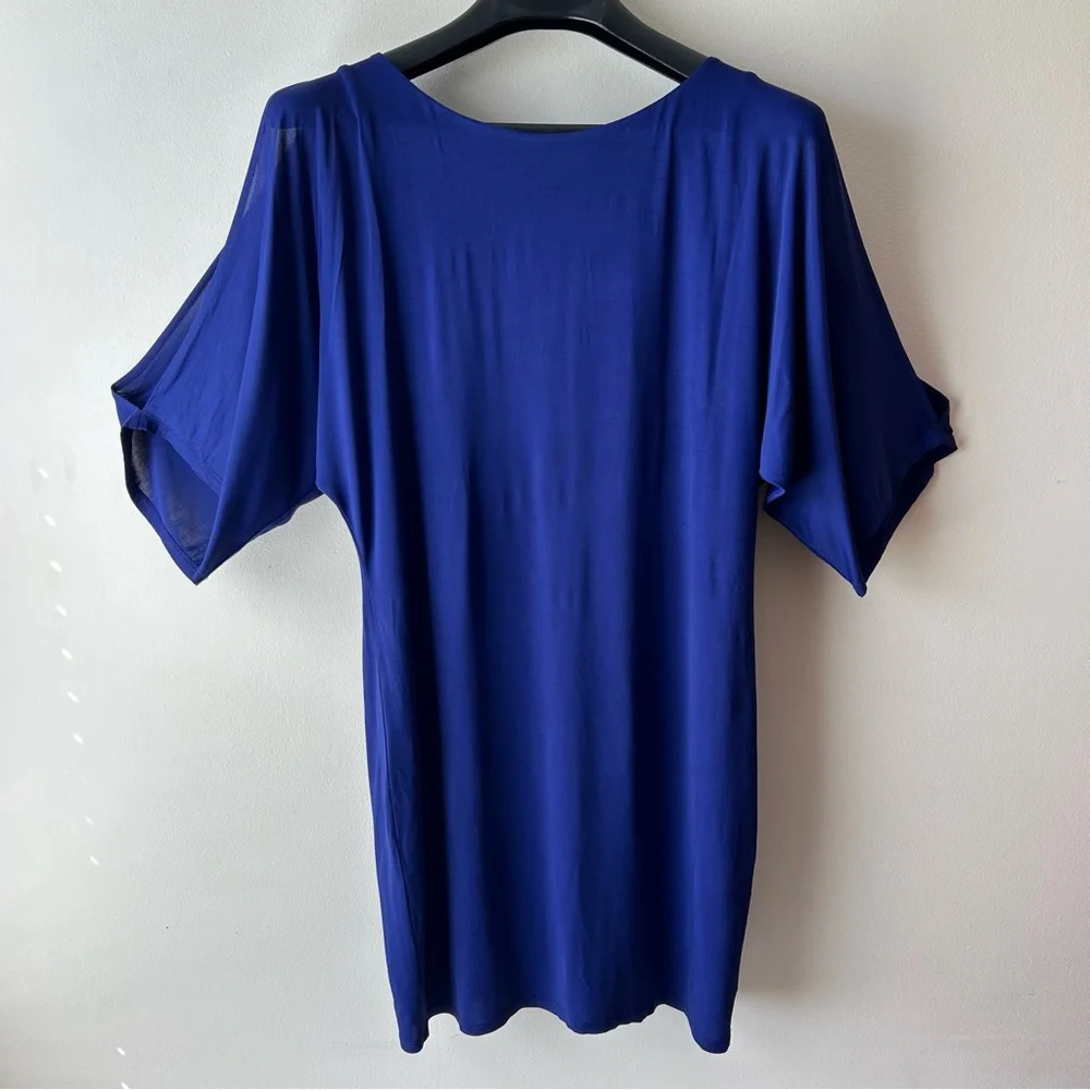 5 FOR $25 |Trina Turk Cold Shoulder Sleeves Knee Length Midi Dress Royal Blue 6 - Picture 1 of 11